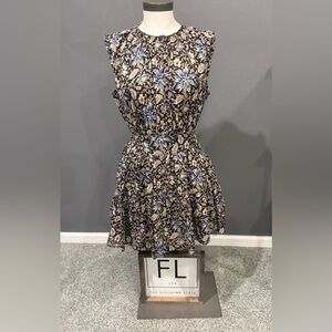 Madewell Black and Blue Floral Midi Dress